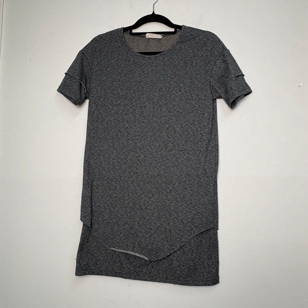 Kollar Handcrafted Cut & Sewn Heather Gray Asymmetrical Layered T-Shirt Small